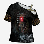 Egypt Djed Cross Shoulder Shirt Glow Smoky Dark Style