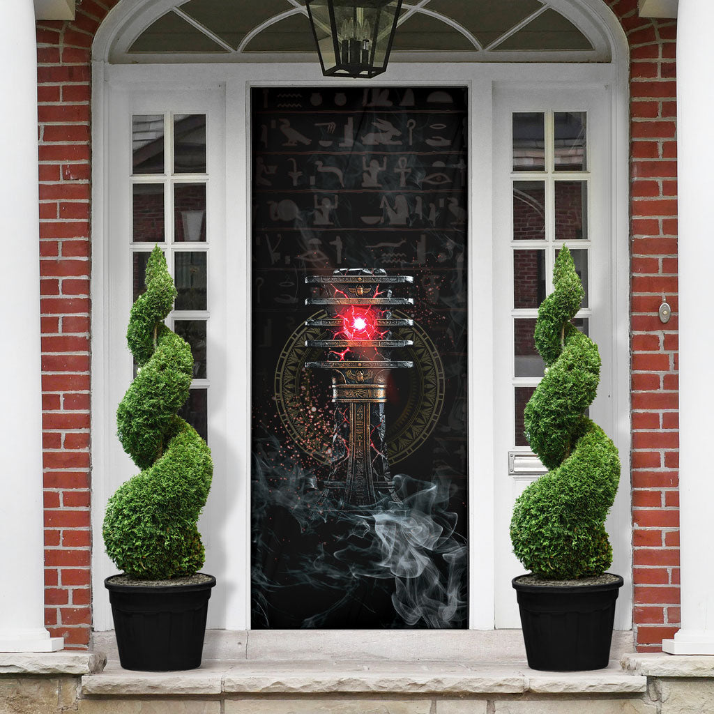 Egypt Djed Door Cover Glow Smoky Dark Style