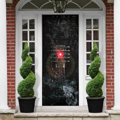Egypt Djed Door Cover Glow Smoky Dark Style