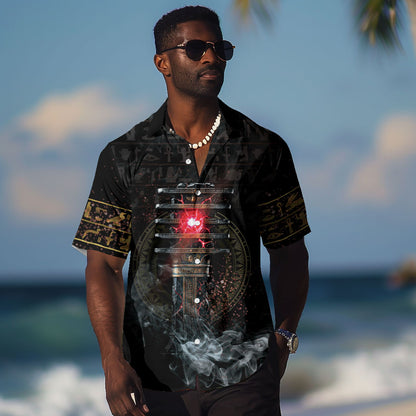 Egypt Djed Hawaiian Shirt Glow Smoky Dark Style