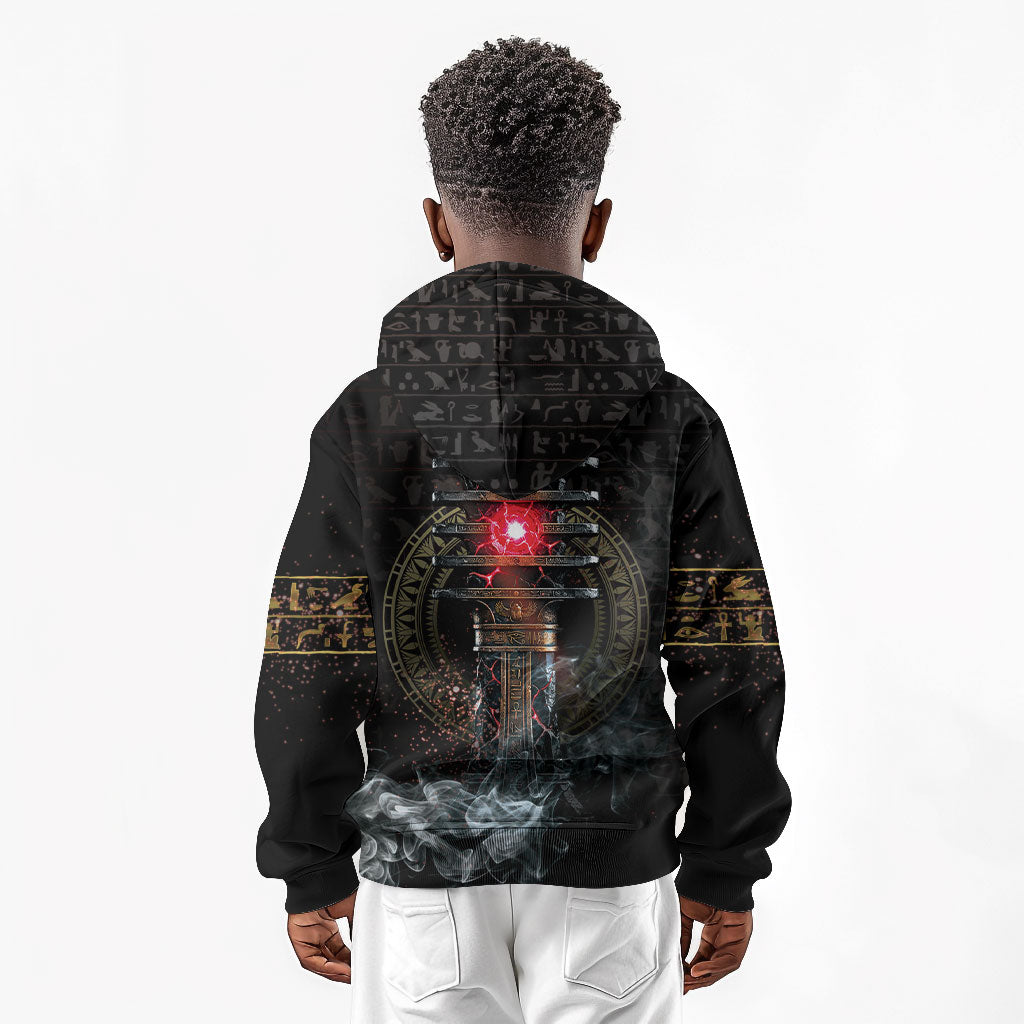 Egypt Djed Kid Hoodie Glow Smoky Dark Style