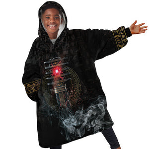 Egypt Djed Kid Wearable Blanket Hoodie Glow Smoky Dark Style