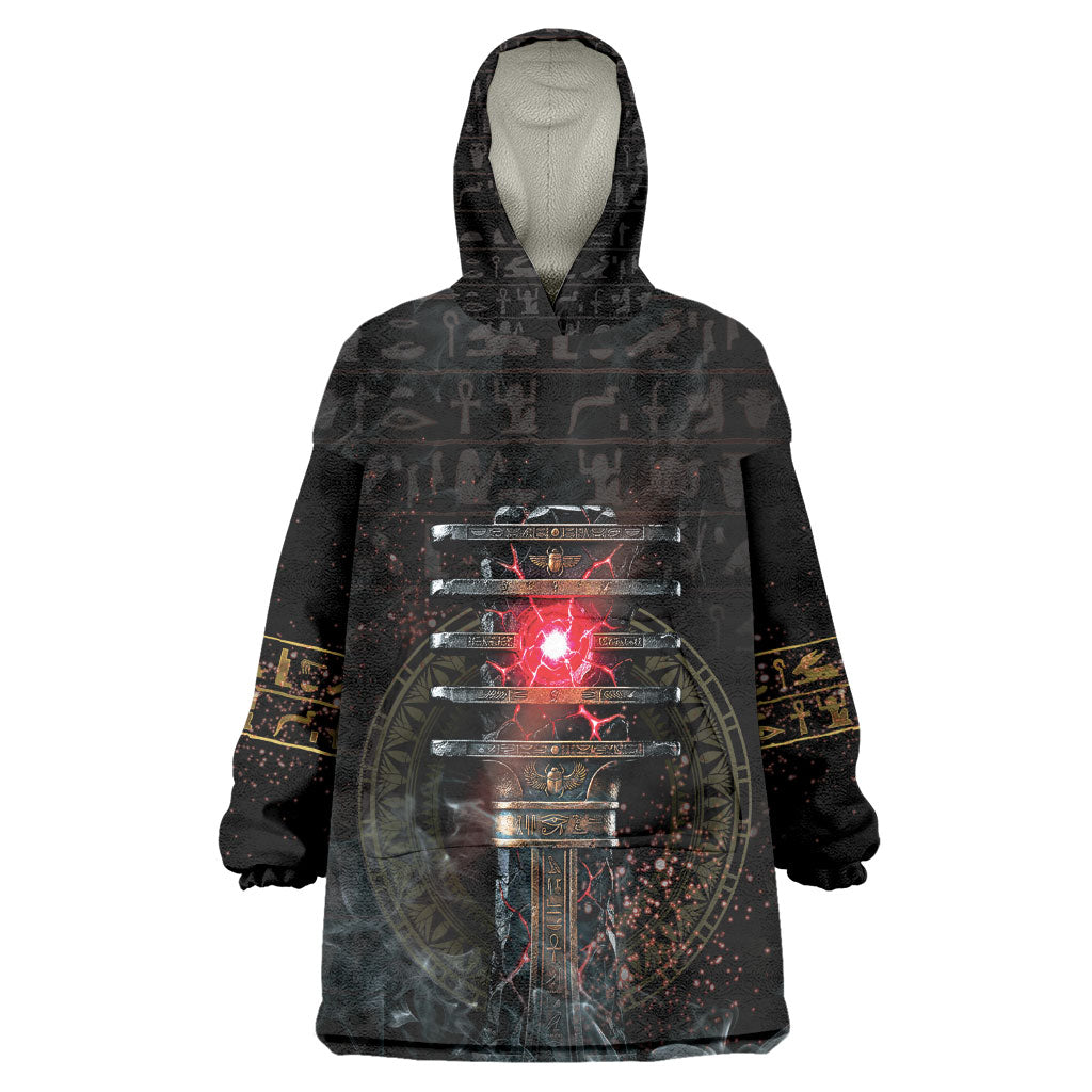 Egypt Djed Kid Wearable Blanket Hoodie Glow Smoky Dark Style