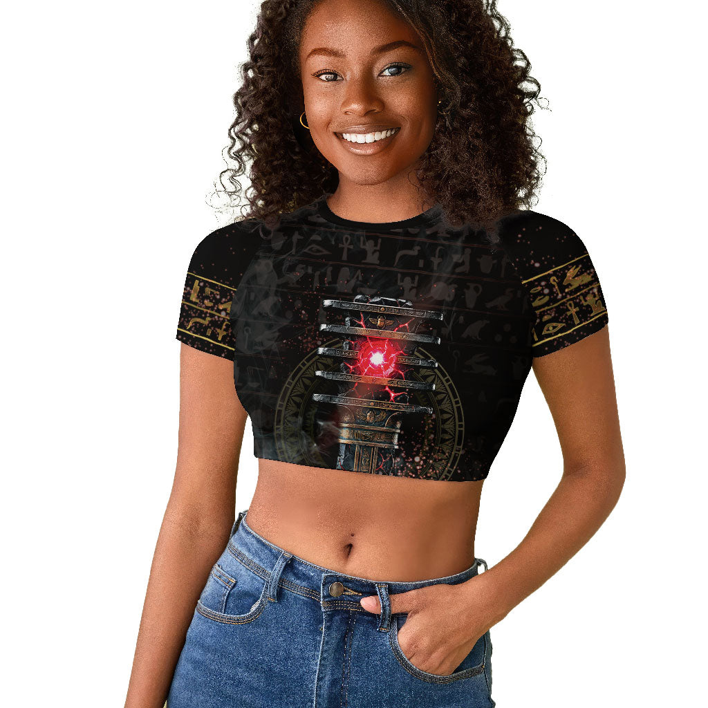 Egypt Djed Raglan Cropped T shirt Glow Smoky Dark Style