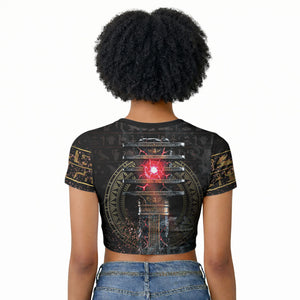 Egypt Djed Raglan Cropped T shirt Glow Smoky Dark Style