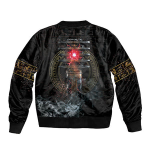 Egypt Djed Sleeve Zip Bomber Jacket Glow Smoky Dark Style