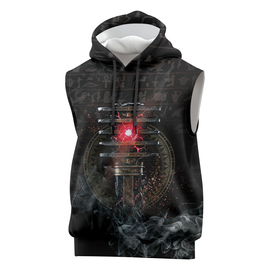 Egypt Djed Sleeveless Hoodie Glow Smoky Dark Style