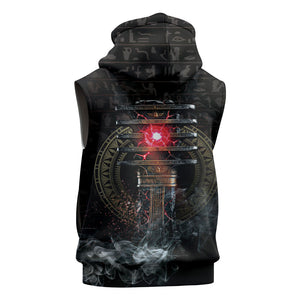 Egypt Djed Sleeveless Hoodie Glow Smoky Dark Style