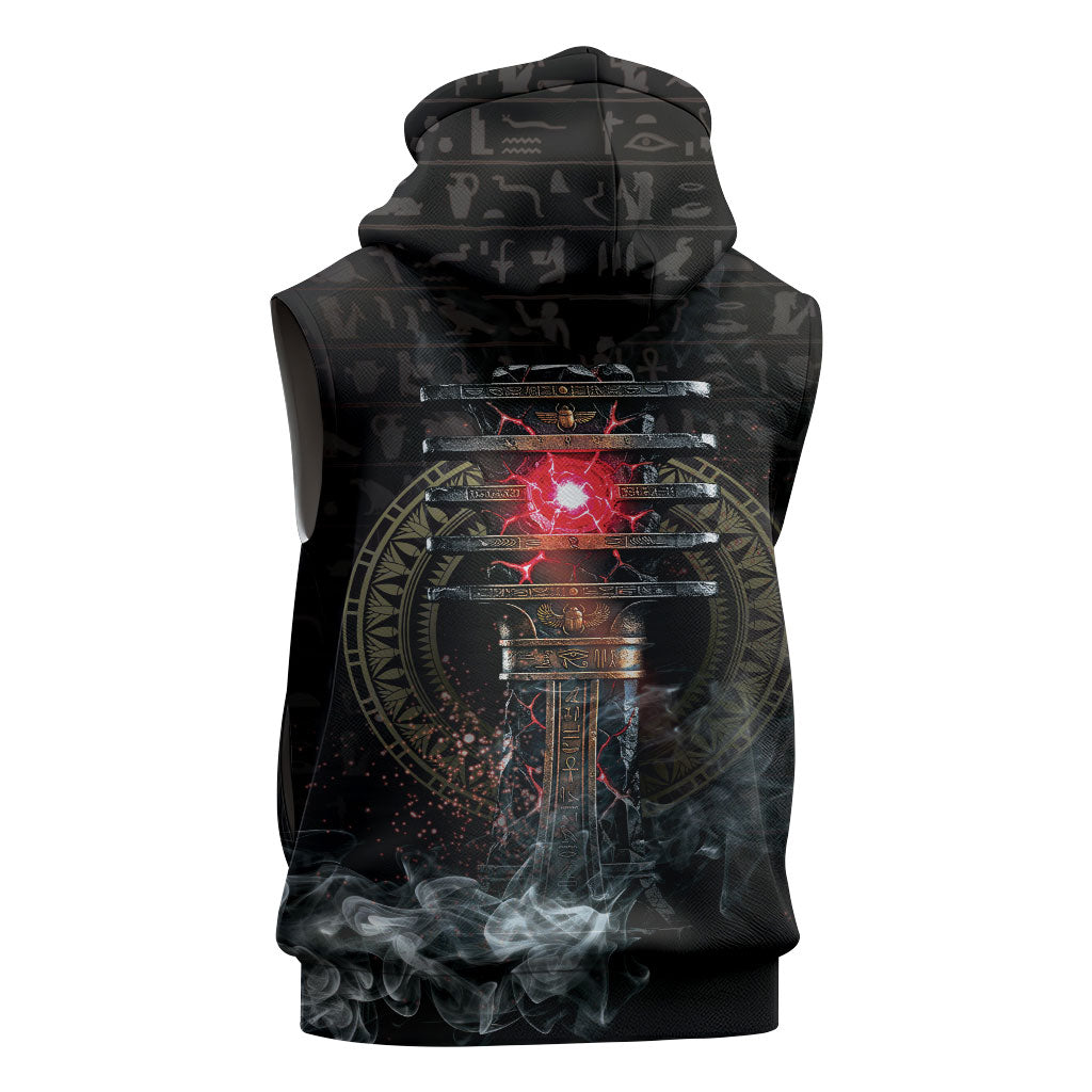 Egypt Djed Sleeveless Zip Hoodie Glow Smoky Dark Style