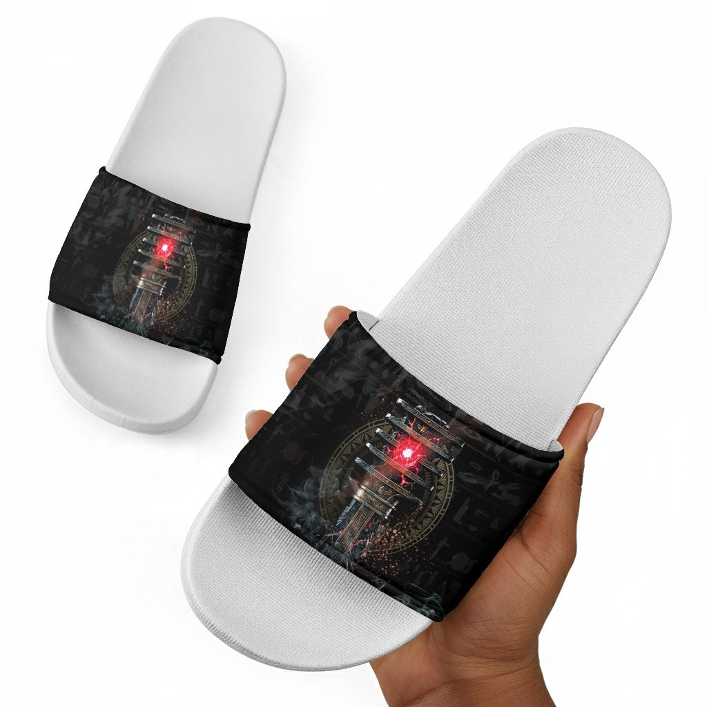 Egypt Djed Slide Sandals Glow Smoky Dark Style