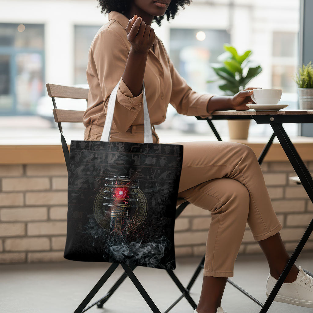 Egypt Djed Tote Bag Glow Smoky Dark Style