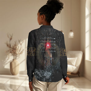 Egypt Djed Women Casual Shirt Glow Smoky Dark Style