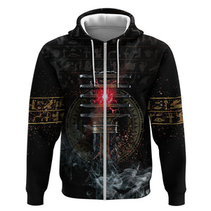 Egypt Djed Zip Hoodie Glow Smoky Dark Style
