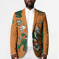Custom Ivory Coast Football Blazer Elephant Geometric African Art Style