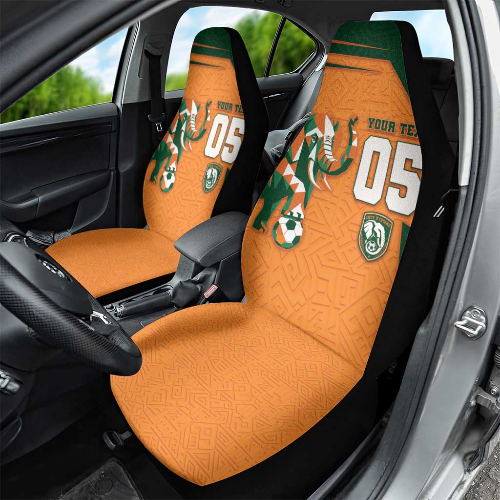 Custom Ivory Coast Football Car Seat Cover Elephant Geometric African Art Style