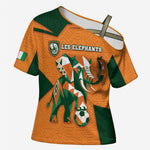 Custom Ivory Coast Football Cross Shoulder Shirt Elephant Geometric African Art Style