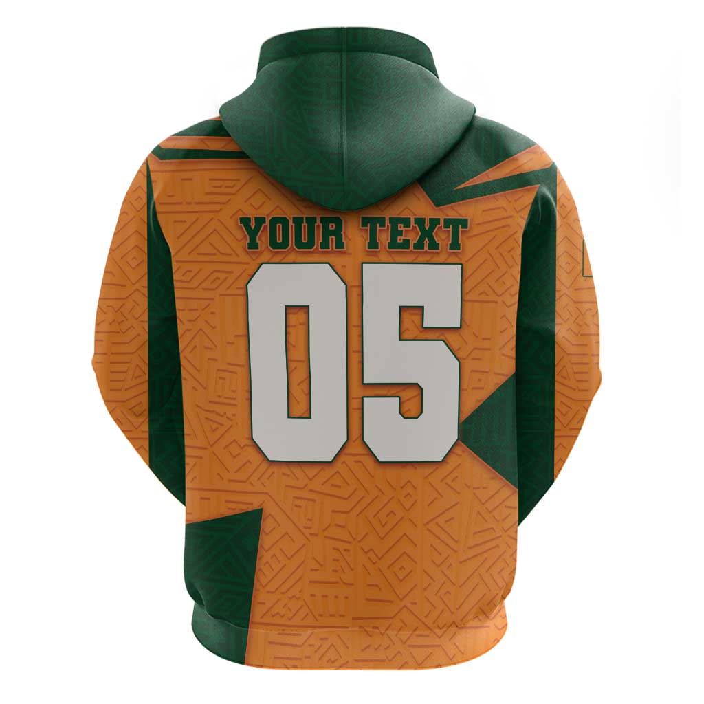 Custom Ivory Coast Football Hoodie Elephant Geometric African Art Style