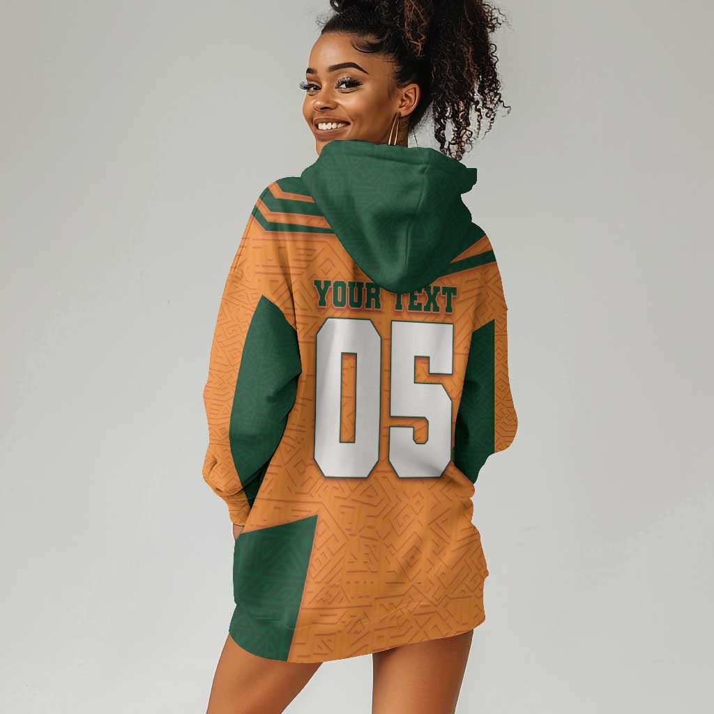 Custom Ivory Coast Football Hoodie Dress Elephant Geometric African Art Style