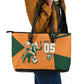 Custom Ivory Coast Football Leather Tote Bag Elephant Geometric African Art Style