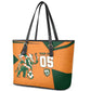 Custom Ivory Coast Football Leather Tote Bag Elephant Geometric African Art Style