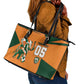 Custom Ivory Coast Football Leather Tote Bag Elephant Geometric African Art Style