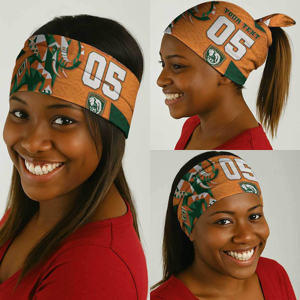 Custom Ivory Coast Football Neck Gaiter Elephant Geometric African Art Style