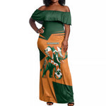 Custom Ivory Coast Football Off Shoulder Maxi Dress Elephant Geometric African Art Style