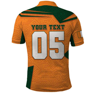 Custom Ivory Coast Football Polo Shirt Elephant Geometric African Art Style
