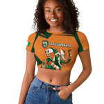 Custom Ivory Coast Football Raglan Cropped T shirt Elephant Geometric African Art Style