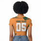 Custom Ivory Coast Football Raglan Cropped T shirt Elephant Geometric African Art Style