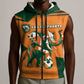 Custom Ivory Coast Football Sleeveless Zip Hoodie Elephant Geometric African Art Style