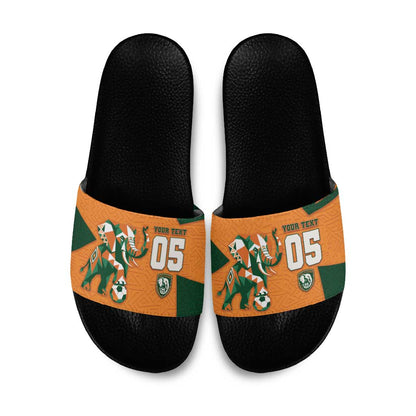 Custom Ivory Coast Football Slide Sandals Elephant Geometric African Art Style