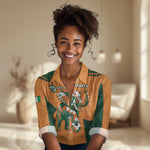Custom Ivory Coast Football Women Casual Shirt Elephant Geometric African Art Style