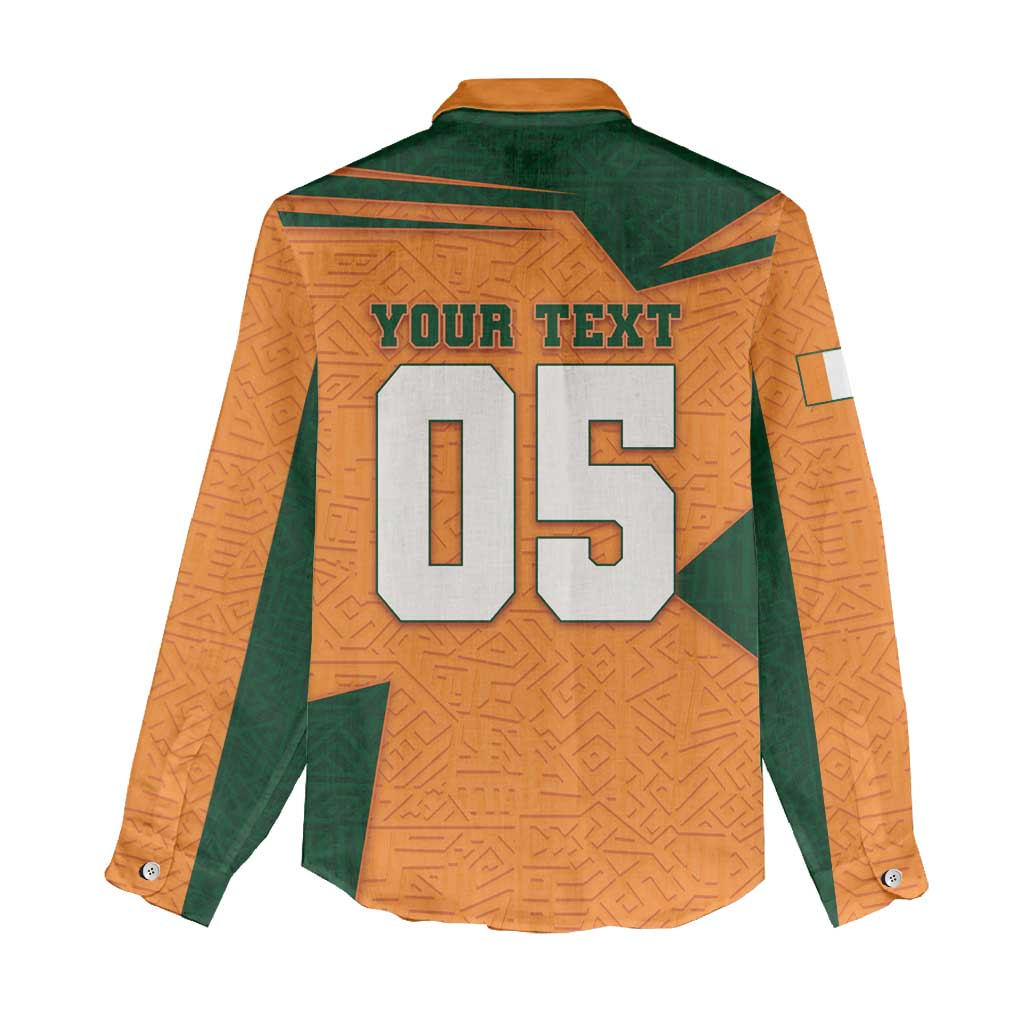 Custom Ivory Coast Football Women Casual Shirt Elephant Geometric African Art Style