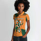 Custom Ivory Coast Football Women Polo Shirt Elephant Geometric African Art Style