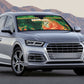 Senegal Football Auto Sun Shade Fiery Lion Halftone Mix Gradient Map Style