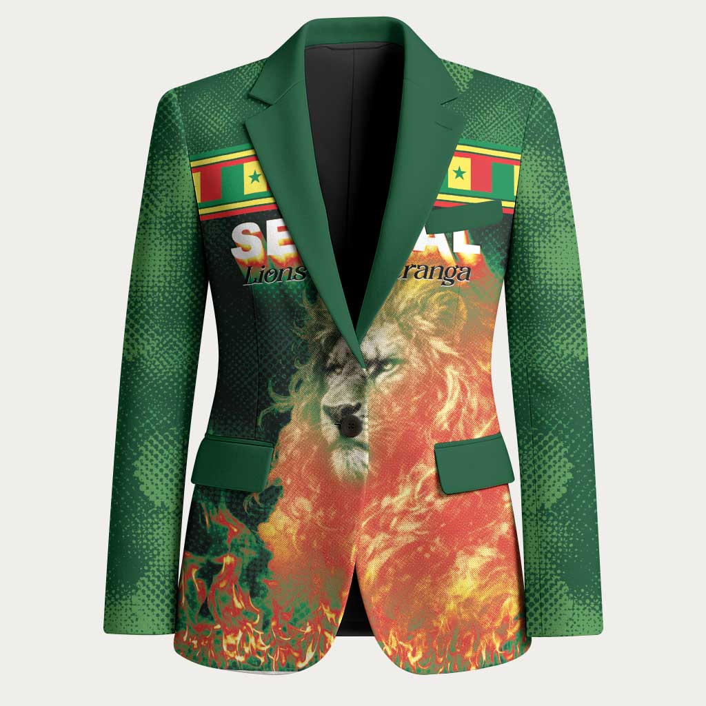 Custom Senegal Football Blazer Fiery Lion Halftone Mix Gradient Map Style