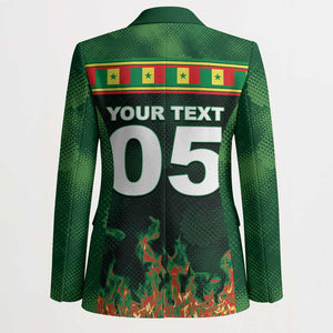 Custom Senegal Football Blazer Fiery Lion Halftone Mix Gradient Map Style