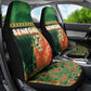 Senegal Football Car Seat Cover Fiery Lion Halftone Mix Gradient Map Style