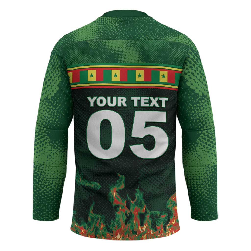 Custom Senegal Football Hockey Jersey Fiery Lion Halftone Mix Gradient Map Style