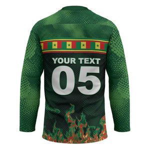 Custom Senegal Football Hockey Jersey Fiery Lion Halftone Mix Gradient Map Style