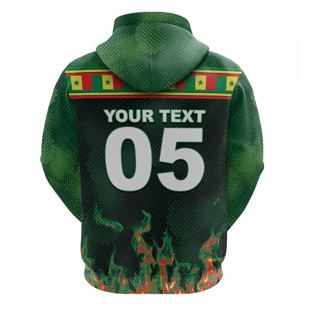 Custom Senegal Football Hoodie Fiery Lion Halftone Mix Gradient Map Style