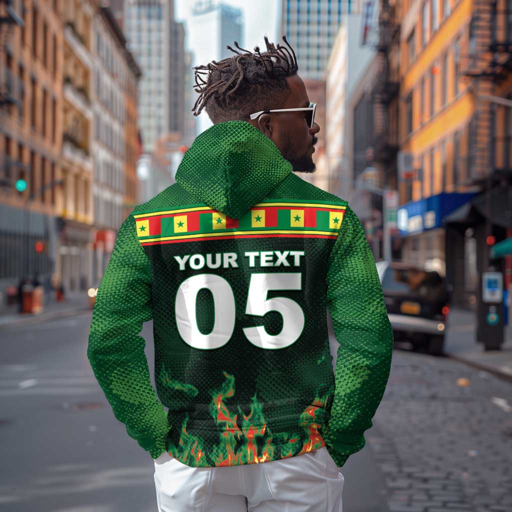 Custom Senegal Football Hoodie Fiery Lion Halftone Mix Gradient Map Style
