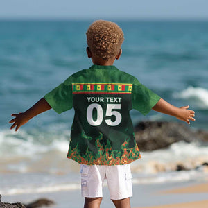 Custom Senegal Football Kid Hawaiian Shirt Fiery Lion Halftone Mix Gradient Map Style