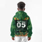 Custom Senegal Football Kid Hoodie Fiery Lion Halftone Mix Gradient Map Style