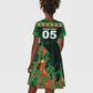 Custom Senegal Football Kid Short Sleeve Dress Fiery Lion Halftone Mix Gradient Map Style