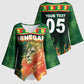 Custom Senegal Football Kimono Sleeve Blouse Fiery Lion Halftone Mix Gradient Map Style