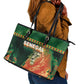 Senegal Football Leather Tote Bag Fiery Lion Halftone Mix Gradient Map Style