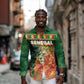 Custom Senegal Football Long Sleeve Button Shirt Fiery Lion Halftone Mix Gradient Map Style