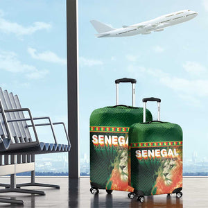 Senegal Football Luggage Cover Fiery Lion Halftone Mix Gradient Map Style